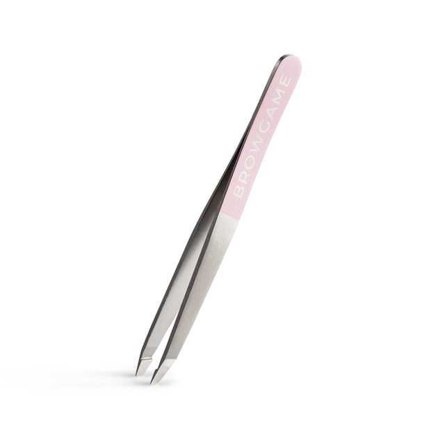 Original Slanted Tweezer - White & Silver - Browgame Cosmetics