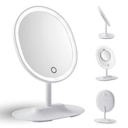 Our famous mirror with soft and adjustable LED lights provide for perfect optimal brightness and color reproduction for perfecting your brow game. Light intensity can be adjusted to your own preference by a touch screen switch on the mirror surface.  Included is a magnetic 5x magnifying mirror to be placed at the center of the mirror that helps you refine your makeup look and is compact enough to take anywhere.
